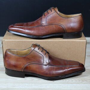 Magnanni Prix Shoes Mens Size 12 M Burnished Brown Leather Derby Apron Toe Dress